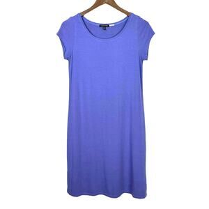 Eileen Fisher | Lilac Purple Round Neck Short Sleeve Knee Length T-shirt Dress